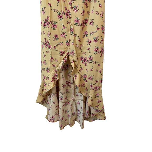THREAD & STATES New Floral Babydoll Sleeveless Maxi Dress Yellow Medium Milkmaid - Picture 6 of 14